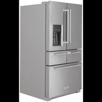 KRMF706ESS — 36 Inch Freestanding 5-Door French Door Refrigerator with 25.8 cu. ft. Capacity, 5 Shelves, 2 Soft-Close Drawers, Preserva® Food Care System, SatinGlide® Crispers, Exterior Ice/Water Dispenser, LED Lighting and Sabbath Mode: Stainless Steel