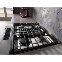 30 Inch Slide-in Dual Fuel Range with 4 Sealed Burners, 17,000 BTU, 6.4 cu. ft. Convection Oven, Built-in Downdraft Ventilation and Glass Touch Controls