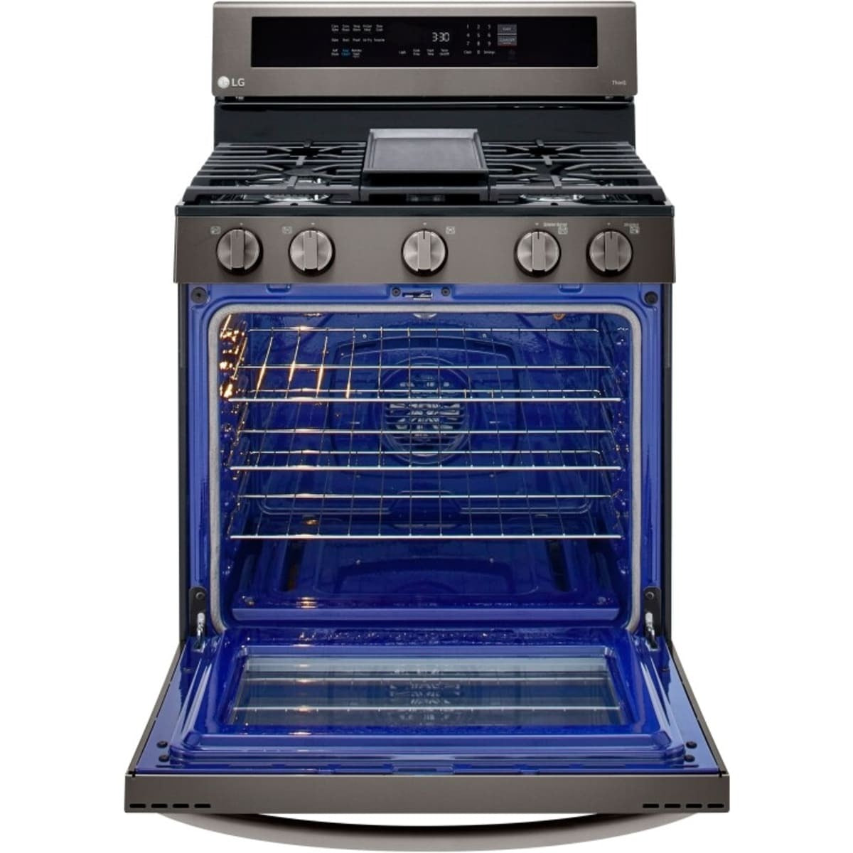 LRGL5825D LG 5.8 cu. ft. Smart Gas Range with InstaView® and Air Fry – PrintProof® Black Stainless Steel