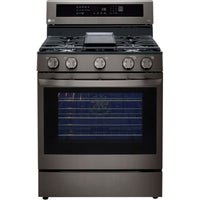 LRGL5825D LG 5.8 cu. ft. Smart Gas Range with InstaView® and Air Fry – PrintProof® Black Stainless Steel