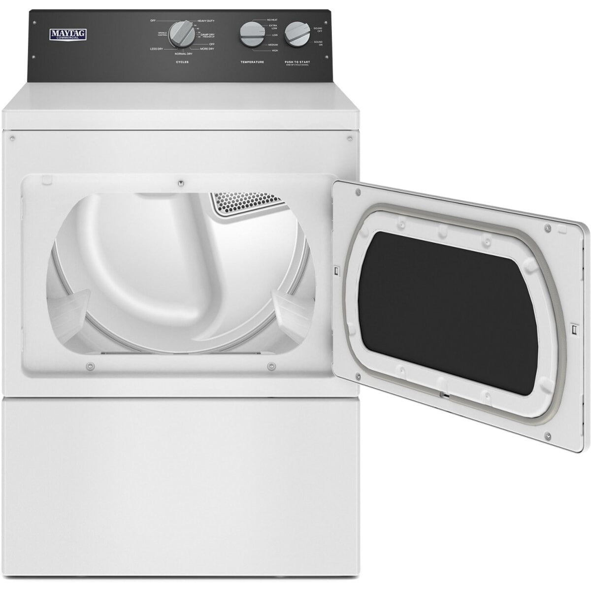 MEDP586KW Maytag 27" Commercial-Grade Residential Electric Dryer with 7.4 cu. ft. Capacity, White Finish, and 5-Year Warranty
