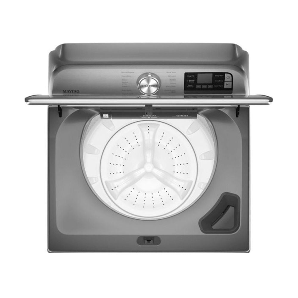 27 Inch Top Load Smart Washer with 5.3 Cu. Ft. Capacity, Extra Power Button, Built-In Water Faucet, Advanced Vibration Control™, Power™ Impeller, 13 Wash Cycles, Quick Wash Cycle, Sanitize with Oxi, and ENERGY STAR® Certified: Metallic Slate