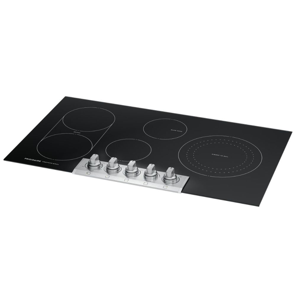 Electric Cooktop with 5 Radiant Elements, 3200 Watt Element, Even Temp™ Element, Bridge Element, Backlit LED Knobs, Keep Warm Zone, and ADA Compliant: 36 Inch Width