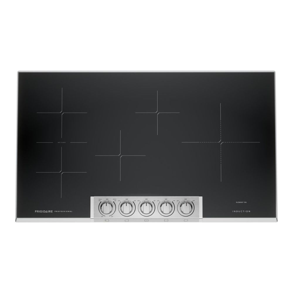 Induction Cooktop with 5 Cooking Zones, 3600 Watt Burner, Even Temp™ Element, Bridge Element, Backlit LED Knobs, ADA Compliant, and Energy Star Certified: 36 Inch