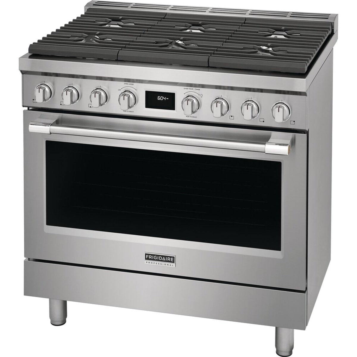 PCFD3670AF — Frigidaire Professional 36″ Dual-Fuel Freestanding Range with 6 Burner Cooktop, Dual Fan Convection, Temperature Probe, Steam Clean (Smudge-Proof® Stainless Steel)