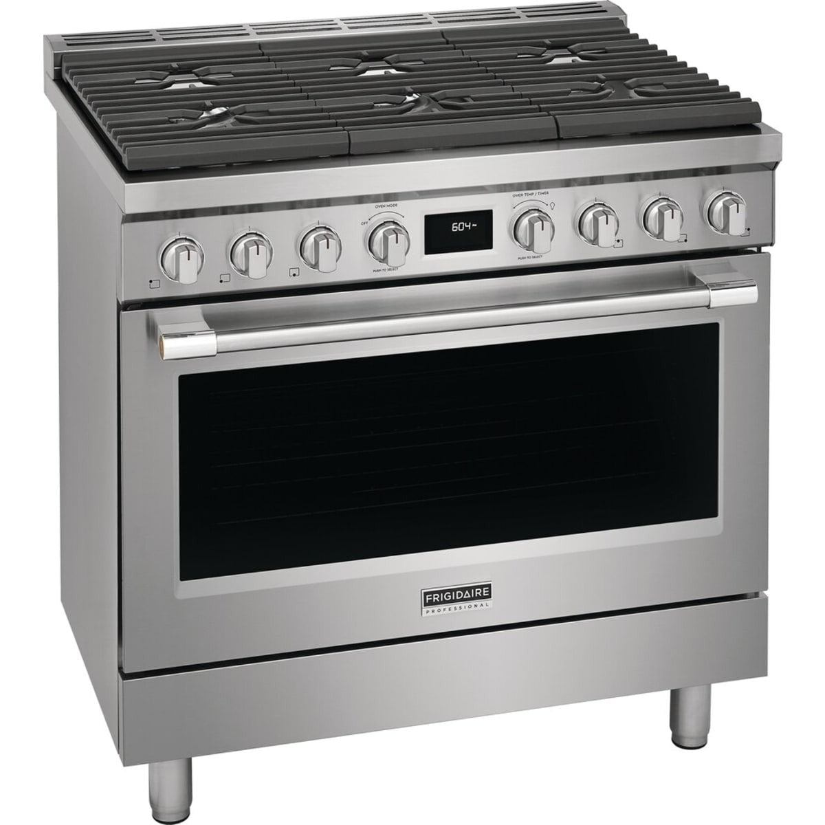PCFD3670AF — Frigidaire Professional 36″ Dual-Fuel Freestanding Range with 6 Burner Cooktop, Dual Fan Convection, Temperature Probe, Steam Clean (Smudge-Proof® Stainless Steel)