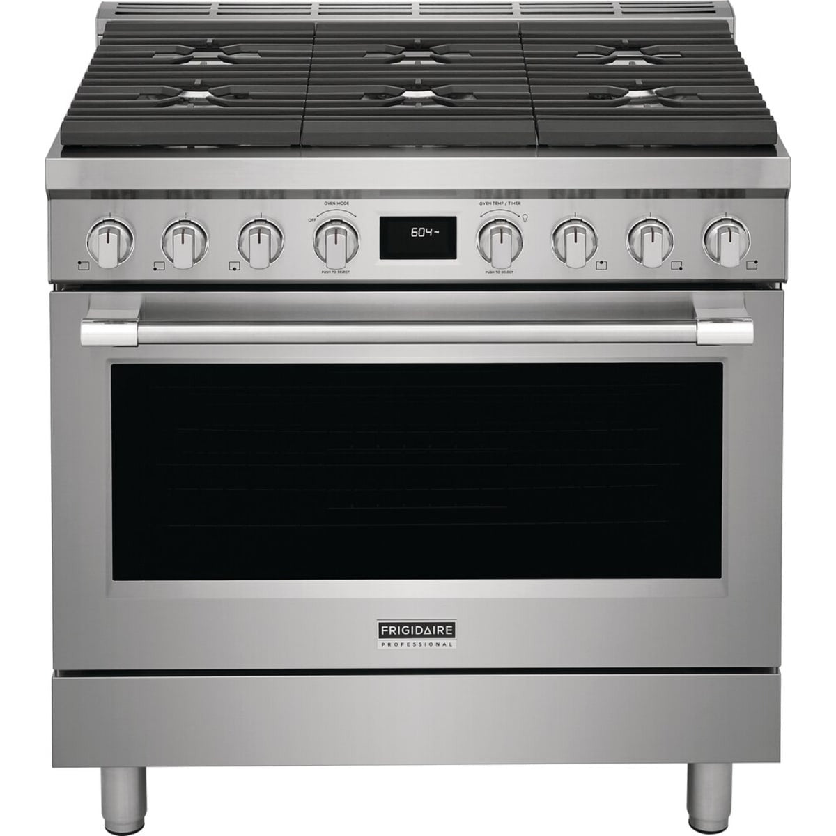 PCFD3670AF — Frigidaire Professional 36″ Dual-Fuel Freestanding Range with 6 Burner Cooktop, Dual Fan Convection, Temperature Probe, Steam Clean (Smudge-Proof® Stainless Steel)