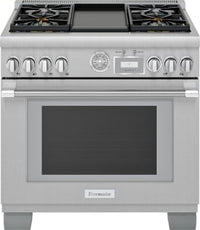 PRG364WDG — Thermador “Pro Grand” 36″ Gas Range with 5.7 cu ft Oven, Star® Burner 22,000 BTU, ExtraLow® Simmer Burners, Non-Stick Griddle, True Convection, WiFi / Home Connect™