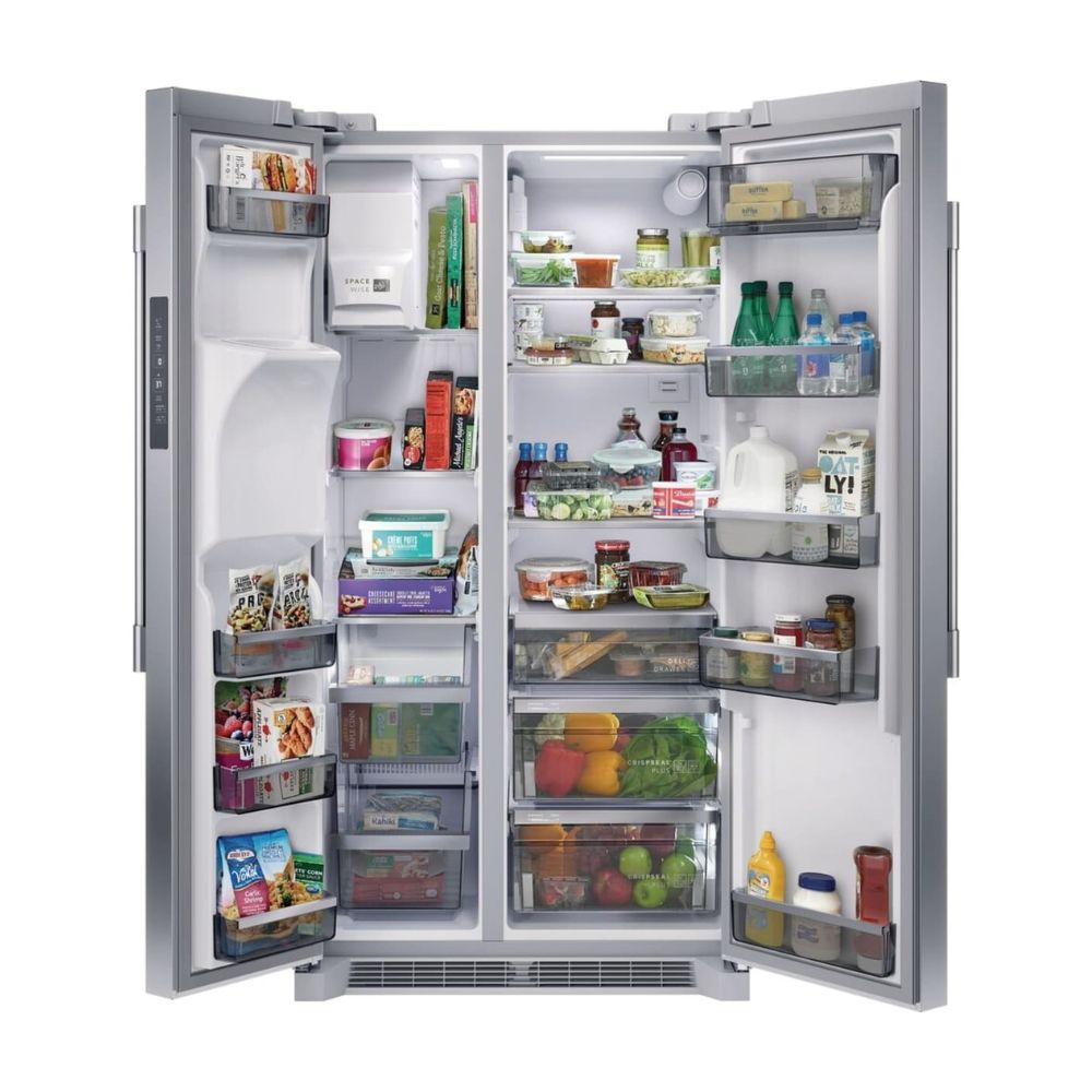 PRSC2222AF - 36 Inch Counter Depth Side by Side Refrigerator with 22.3 Cu. Ft. Capacity, EvenTemp™ Cooling, CrispSeal® Plus Crisper, Ice Maker, External Water Dispenser, PureAir Air Filter, Sabbath Mode, ADA Compliant, and Energy Star Certified