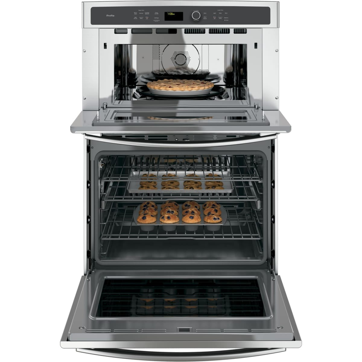 PT7800SHSS GE Profile 30-inch Built-In Combination Double Wall Oven with Convection and Microwave – Stainless Steel