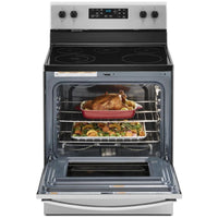 30 Inch Freestanding Electric Range with 5 Radiant Elements, 5.3 cu. ft. Oven Capacity, SteamClean, Frozen Bake™ Technology, FlexHeat™, Upswept SpillGuard™ Cooktop, Control Lock, Warm Zone Element, and Star-K Certified: Stainless Steel