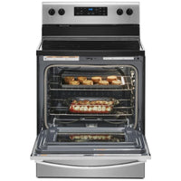 30 Inch Freestanding Electric Range with FlexHeat™, Frozen Bake™ Technology, Adjustable Self-Cleaning, SpillGuard™ Cooktop, Keep Warm Setting, Temperature Sensor, Closed Door Broiling, Warm Zone Element, Control Lock, 5.3 cu. ft. Capacity