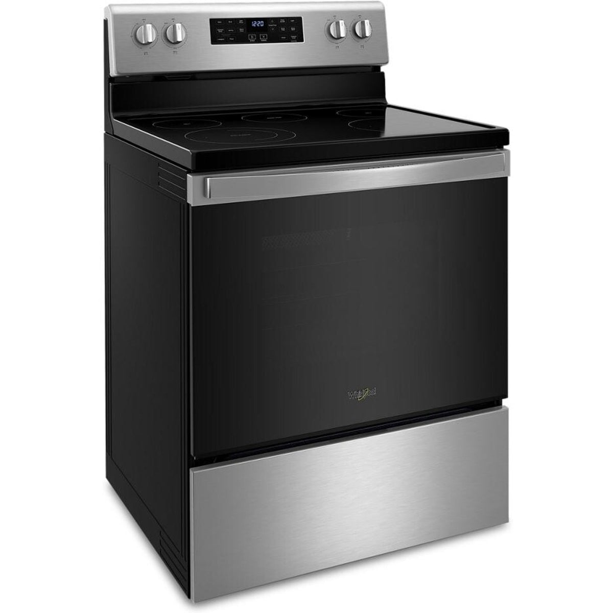 30 Inch Freestanding Electric Range with 5 Elements, 5.3 cu. ft. Fan Convection Oven, FlexHeat Elements, Air Fry, Frozen Bake, Self Clean, and Storage Drawer
