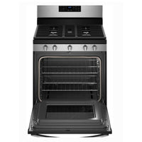 30 Inch Freestanding Gas Range with 5 Sealed Burners, 5.0 cu. ft. Oven Capacity, Porcelain Coated Steel Cooktop, Self-Clean Function, Knobs & Touch Controls, Fingerprint Resistant Stainless Steel