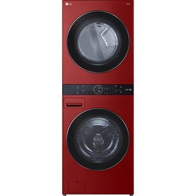 WKEX200HRA LG WashTower™ 4.5 cu. ft. Front Load Washer and 7.4 cu. ft. Electric Dryer in Wild Cherry Red