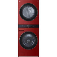 WKEX200HRA LG WashTower™ 4.5 cu. ft. Front Load Washer and 7.4 cu. ft. Electric Dryer in Wild Cherry Red