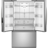 36 Inch Freestanding French Door Refrigerator with 31 cu. ft. Capacity, 4 Glass Shelves, Gallon Door Bins, Total Coverage Cooling, Ice Maker, ADA Compliant, and ENERGY STAR®: Stainless Steel