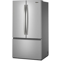 36 Inch Freestanding French Door Refrigerator with 31 cu. ft. Capacity, 4 Glass Shelves, Gallon Door Bins, Total Coverage Cooling, Ice Maker, ADA Compliant, and ENERGY STAR®: Stainless Steel
