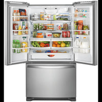 33 Inch Freestanding French Door Refrigerator with 22 cu. ft. Capacity, 5 Glass Shelves, Gallon Door Bins, Icemaker, Internal Water Dispenser, and ENERGY STAR®: Fingerprint Resistant Stainless Steel