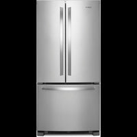 33 Inch Freestanding French Door Refrigerator with 22 cu. ft. Capacity, 5 Glass Shelves, Gallon Door Bins, Icemaker, Internal Water Dispenser, and ENERGY STAR®: Fingerprint Resistant Stainless Steel
