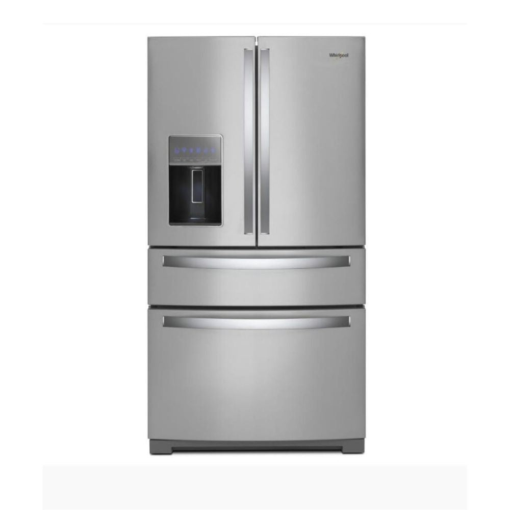 Whirlpool WRMF7736PZ – 36‑Inch French‑Door Refrigerator with 26.2 Cu. Ft. Capacity, Dual Cooling System, Frameless Glass Shelves, Adjustable/Sliding “Tuck” Shelf, Fingerprint‑Resistant Stainless Steel Finish, Exterior Ice and Water Dispenser.