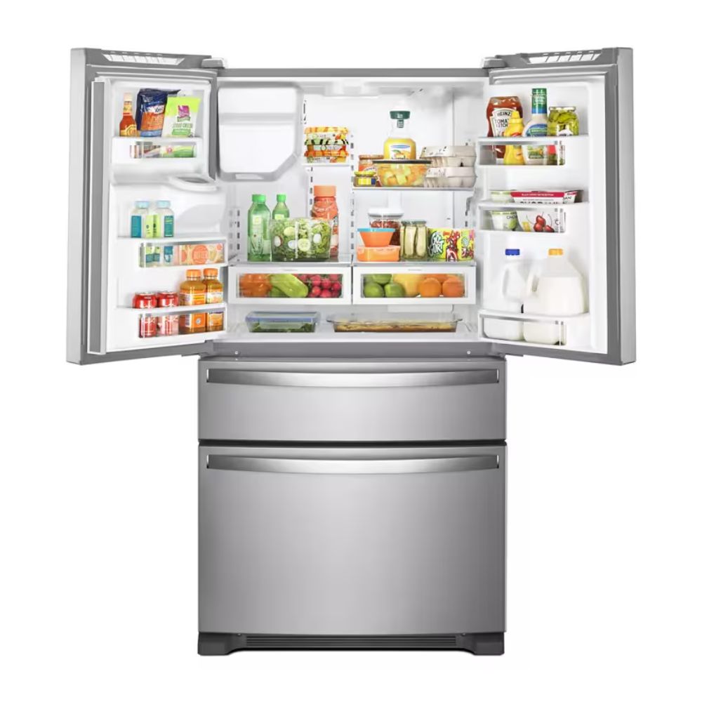 36 Inch French Door Refrigerator with 25 Cu. Ft. Capacity, Spillproof Glass Shelves, Humidity-Controlled Crispers, Ice Maker, Exterior Ice and Water Dispenser, Fingerprint Resistant Stainless Steel, ENERGY STAR Certified