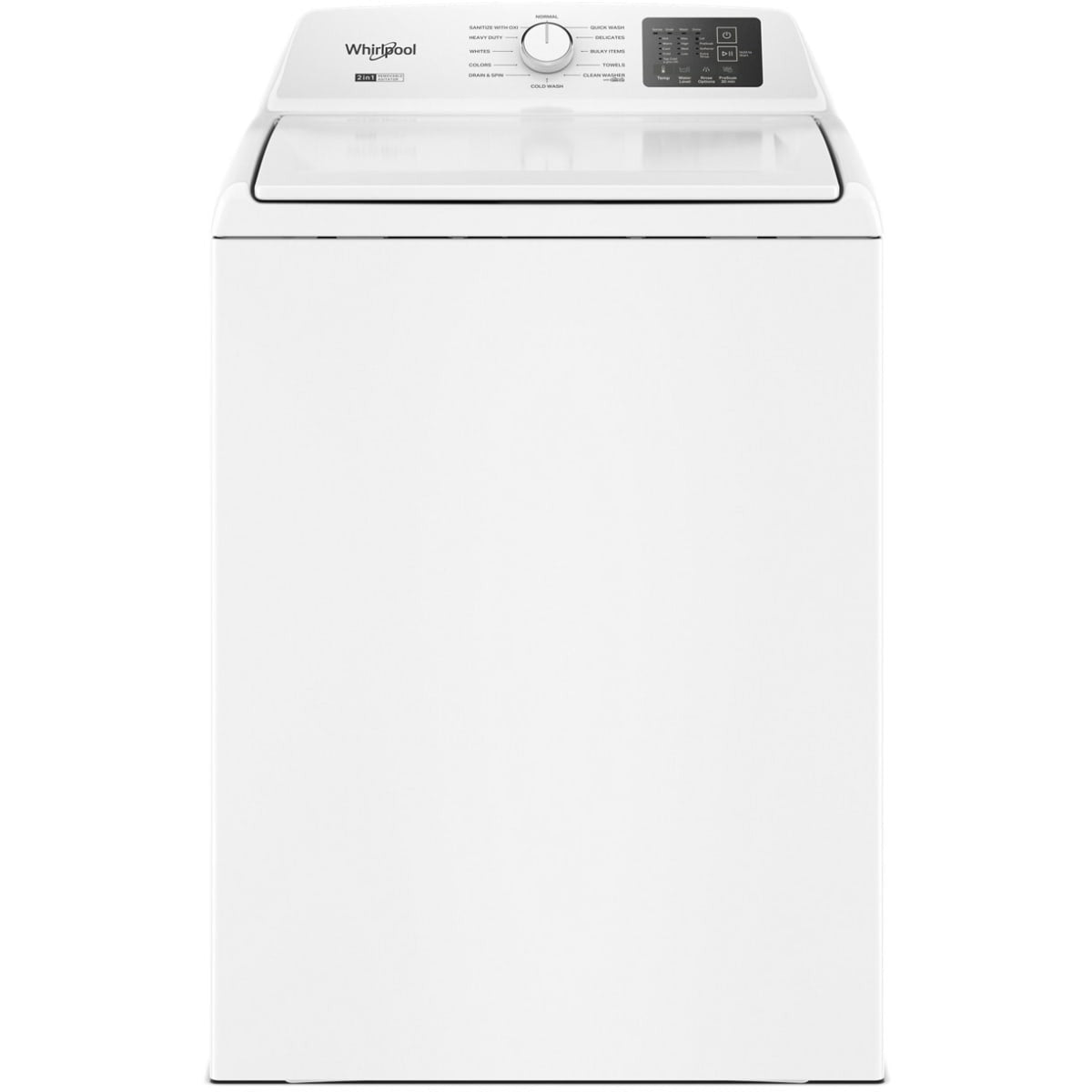WTW4107SW — Whirlpool 4.2–4.3 cu. ft. Top-Load Washer with 2-in-1 Removable Agitator, Presoak Option, Sanitize with Oxi & Cold Wash Cycle (White)